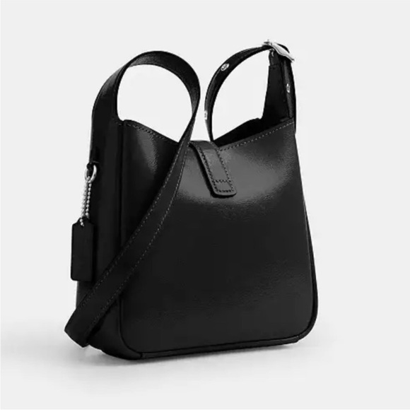 Coach Mini Hadley Crinkle Black Patent Leather Crossbody Bag Silver NWT - Picture 2 of 11